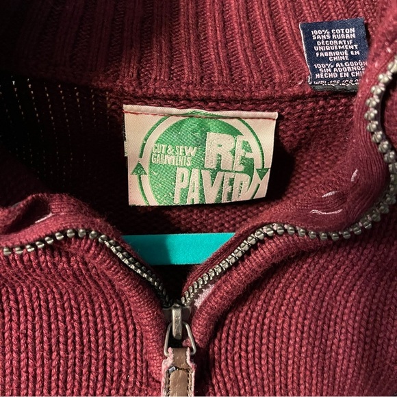 Repaved Burgundy Cropped Sweater Ribbed Knit Long Sleeve Streetwear Y2K Large - Picture 4 of 12